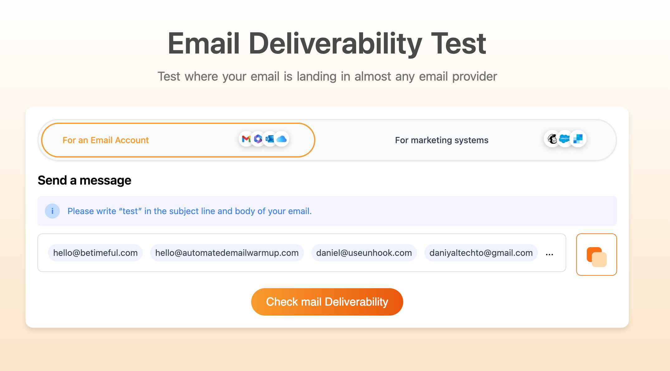Email deliverability test