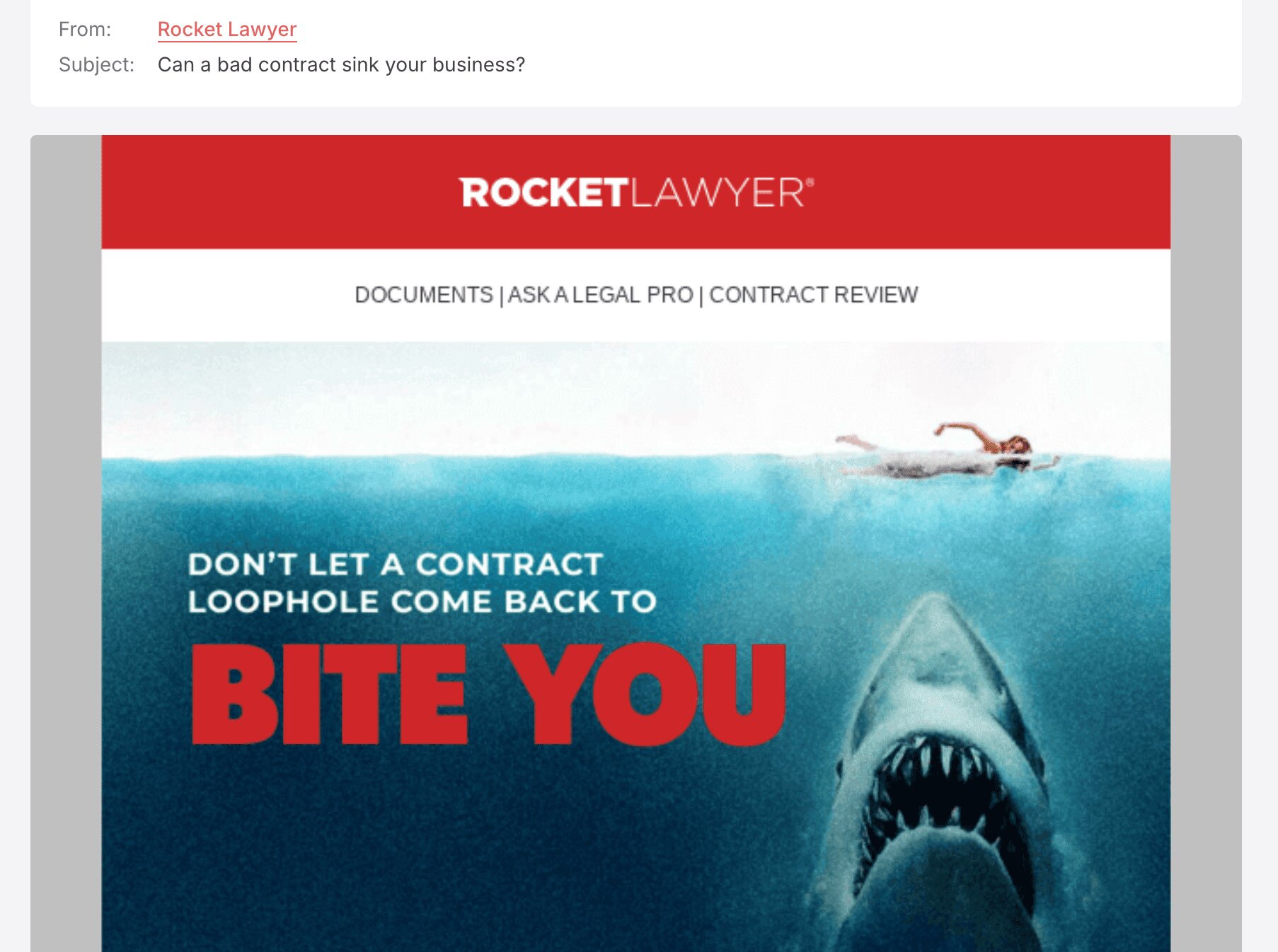 email subject line marketing and sales good example
